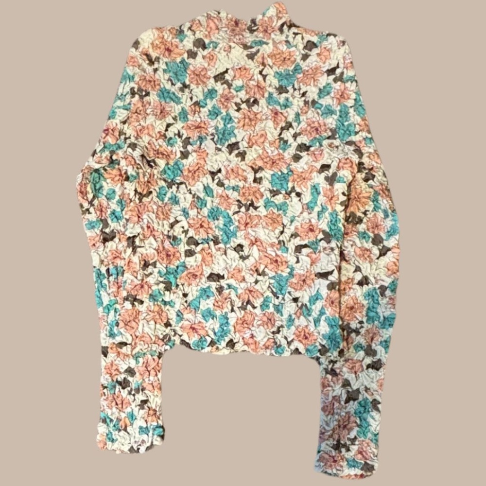 Dolan Long Sleeve Smocked Floral Shirt Size Medium